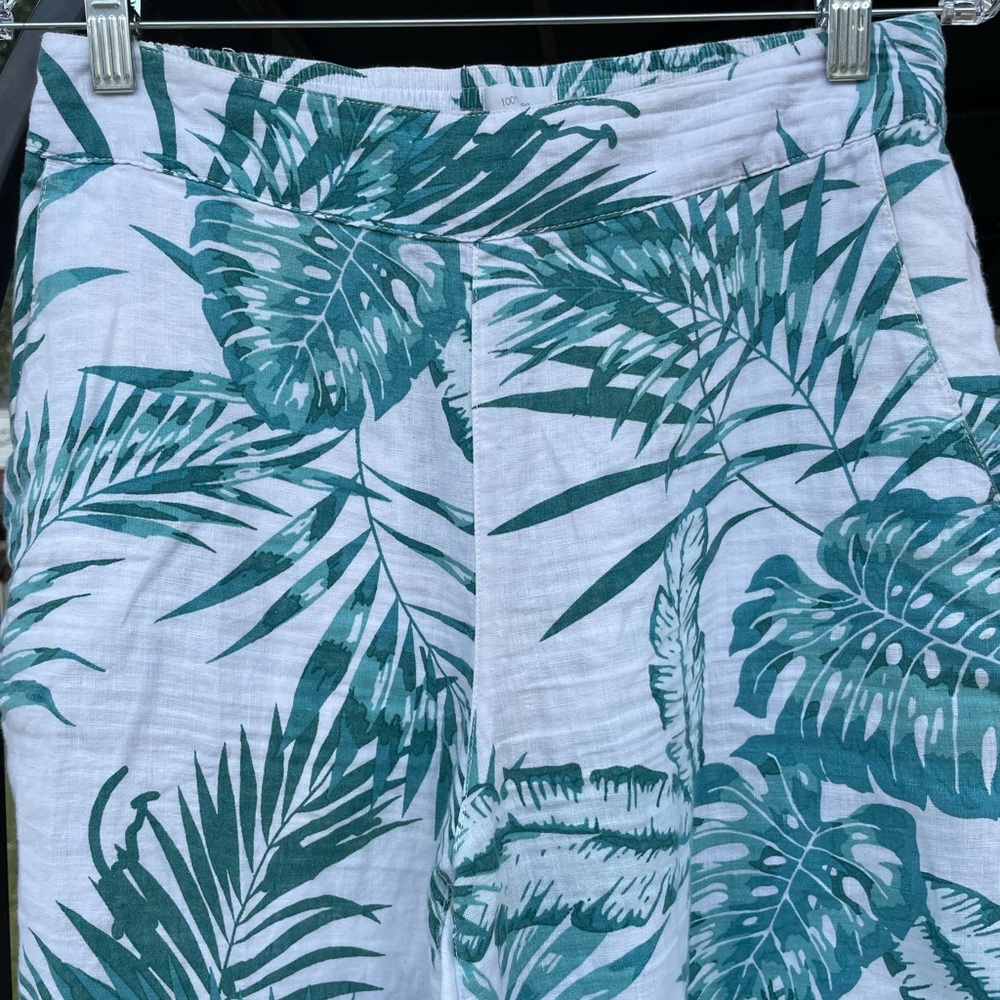 C&C California Green Palm Leaf Print Wide Leg Pants